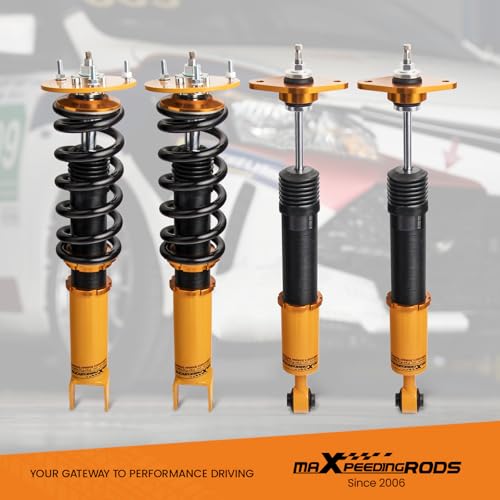maXpeedingrods Coilovers for Dodge Challenger 2008-2010, for Dodge Charger SRT8 2006-2010, 24 Levels Damper Adjustable Coilovers Suspension Kit, Height Adjustable Lowering Kit, Gold
