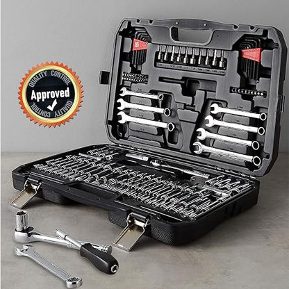 Amazon Basics Mechanic's Socket Tool Set With Case, Metric Sizes, 145-Piece - size: 145 Piece