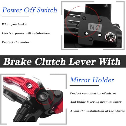 Universal Motorcycle 7/8" 22mm Handlebar Brake Master Cylinder Clutch Lever CNC Left & Right Set Compatible with Honda Kawasaki Suzuki Yamaha（ Piston Diameter 12.7mm (Red) - color: Red