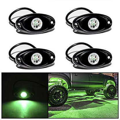 YONEDA Green Rock Lights for Trucks, 4 Pods, IP68 Waterproof - color: Green, size: 4 Pods