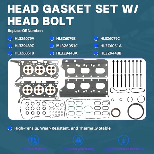 3.5 Engine Head Gasket Set W/Head Bolt For Ford EcoBoost 2017-2021