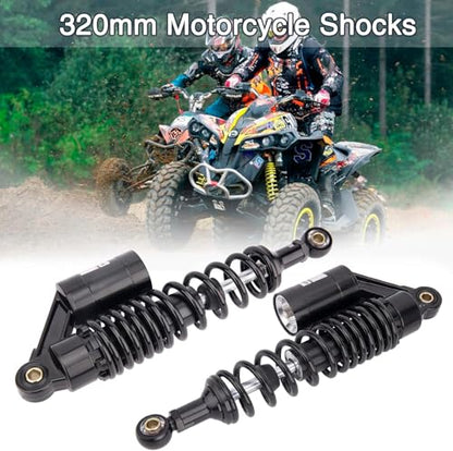 Motorcycle Rear Shock Absorber 320mm Universal Motorcycle Air Shocks Compatible with Yamaha ATV Go Kart Scooter Honda Kawasaki Suzuki Dirt Sport Bike 125cc 110cc (Black)