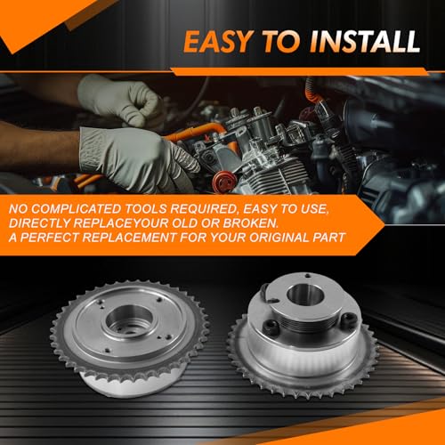 24370-2E200 Engine Exhaust +Intake VVT Timing Camshaft Gear Sprocket for Hyundai 2014-2019 Elantra Tucson Kia Soul Forte5 2.0L Replace# 24350-2E201 24370 2E200 - color: 24350-2E201