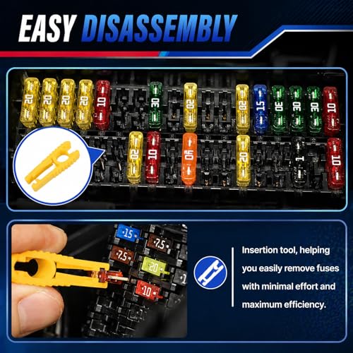 120PCS Car Fuses Assortment Kit,Multi-Specification Automotive Fuses Assortment Kit with 35A/30A/25A/20A/15A/10A/7.5A/5A/3A/2A,Essential Blade Fuse with Fuse Tester & Puller