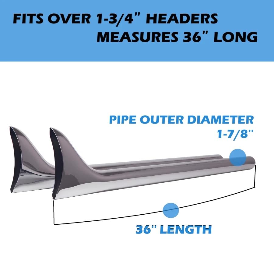 36" 1.875'' Fishtail Muffler for Motorcycle Exhaust 1.75'' Header Pipes