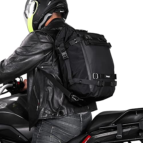 Rhinowalk Motor Saddle Bag Motorcycle Pannier Bag Waterproof Multifunctional Rear Rack Trunk Seat Bag (Black, 30L) - size: 30L