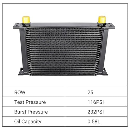 EVIL ENERGY 25 Row Oil Cooler, 10AN Engine Oil Cooler Universal - size: 25 Row