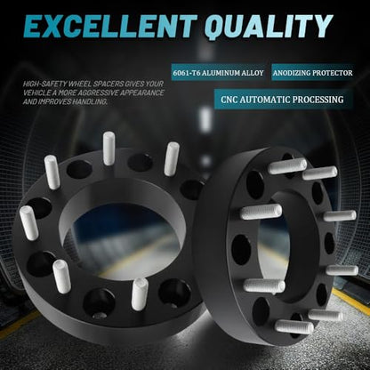 IRONTEK 8x200mm Wheel Spacers Compatible for Ford F350 2005-2025 Super Duty DRW, for Ram 3500 2019-2025 DRW, 8x6.5 2 inch Thread Pitch M14x1.5 Hub Bore 142mm 2PCS - size: 8x200-2PCS