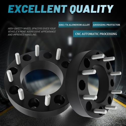 IRONTEK 8x200mm Wheel Spacers Compatible for Ford F350 2005-2025 Super Duty DRW, for Ram 3500 2019-2025 DRW, 8x6.5 2 inch Thread Pitch M14x1.5 Hub Bore 142mm 2PCS - size: 8x200-2PCS