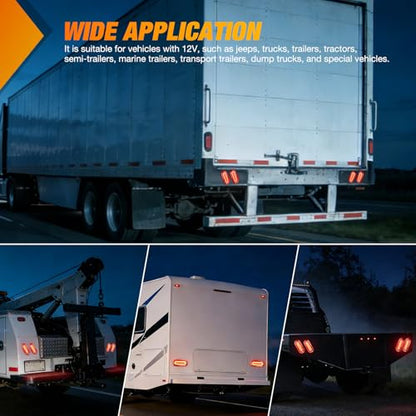 Nilight Trailer Tail Lights 2PCS 6Inch Oval 23LED Red White Chrome - color: 2Pcs Red White Screws 23Led Lights