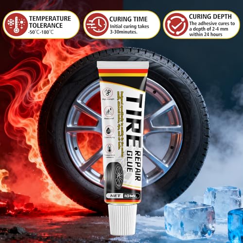 Tire Repair Glue Kit, 2-Pack 10 ml Rubber Cement with 8 Nails