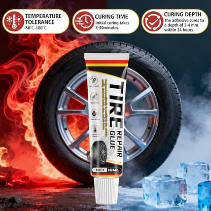 Tire Repair Glue Kit, 2-Pack 10 ml Rubber Cement with 8 Nails