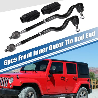 X AUTOHAUX 6pcs Front Inner Outer Tie Rod Ends Kit Suspension Steering Tie Rod End for Dodge Durango 2011-2015 for Jeep Grand Cherokee 2011-2015 Drag Link No.ES800972/ES800973/EV800987
