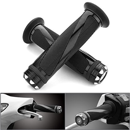 7/8" Aluminum Rubber Gel Hand Grips for Motorcycle Sports Bikes Handlebar - color: Black