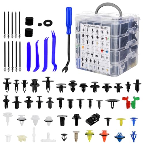 1365Pcs Car Push Retainer Clips Body Clips Plastic Fasteners Kit Fender Rivet Clips 44 Most Popular Sizes Nylon Auto Push Pin Rivets Set for Toyota GM Ford Honda Acura Chrysler,Blue - color: blue