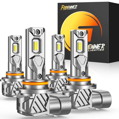FORENNER 9005 9006 Light Bulbs Combo, Upgraded 1000% Ultra Brightness 6500K Cool White, Real 1:1 Size 9005 9006 Accessory Light Kits, 10-Year Long Lifespan, IP68, Plug and Play, Pack of 4. - size: 9005/HB3+9006