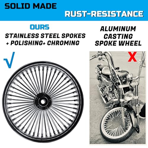 FatFlex Rear Wheel for Harley Touring Dyna Softail Sportster 18” - color: 18" x 3.5", Chrome+Chrome+Chrome