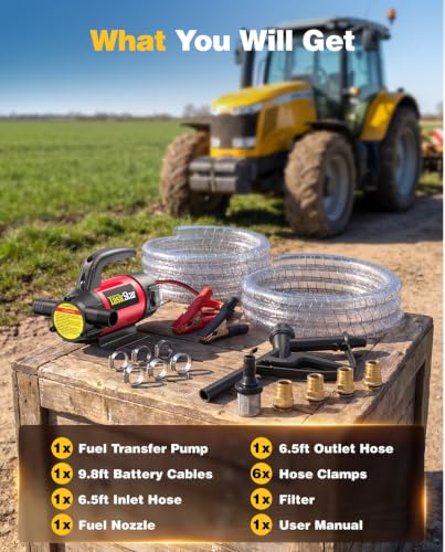 TaskStar Electric Diesel Transfer Pump Kit, 12V 13 GPM for Diesel Kerosene - color: 12V 13GPM Wired, Scarlet