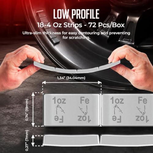 Wheel Accessories Parts 1 Oz. Grey Low Profile Stick-On Adhesive EasyPeel Tape Wheel Balancing Weights 2.04 kgs 4.5 lb Box US Made Tape 72 Pcs per Box - size: 36 Pcs Silver, style: 1 Oz Segment