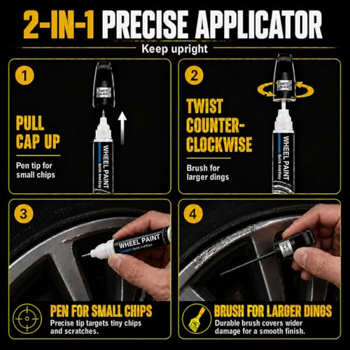 Gloss Black Rim Touch Up Paint - Wheel Scratch Repair Kit for Curb Rash & Scratches, Quick and Easy Rim Paint for Wheel Repair, Universal Gloss Black - color: Gloss Black