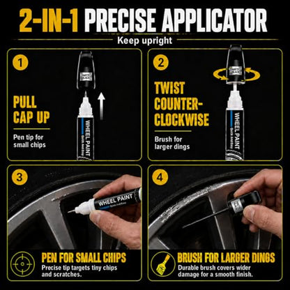 Matte Black Rim Touch Up Paint - Wheel Scratch Repair Kit for Curb Rash & Scratches, Quick and Easy Rim Paint for Wheel Repair, Universal Matte Black - color: Matte Black