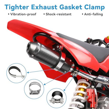 EOPOAYI 1.1 Inch Motorcycle Muffler for 125cc 110cc Dirt Bike SSR Taotao - color: Carbon Fiber Black