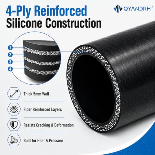 2-Pack 1.5" ID x 8" Straight Silicone Hose, 4-Ply with Clamps - color: Shape: Straight, size: 8 Inch
