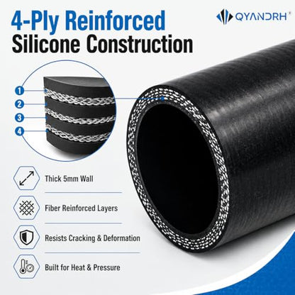 2-Pack 1.5" ID x 8" Straight Silicone Hose, 4-Ply with Clamps - color: Shape: Straight, size: 8 Inch