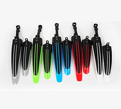 BlueSunshine Adjustable Road Mountain Bike Bicycle Cycling Tire Front/Rear Mud Guards Mudguard Fenders Set (Red + Black) - color: Red + Black