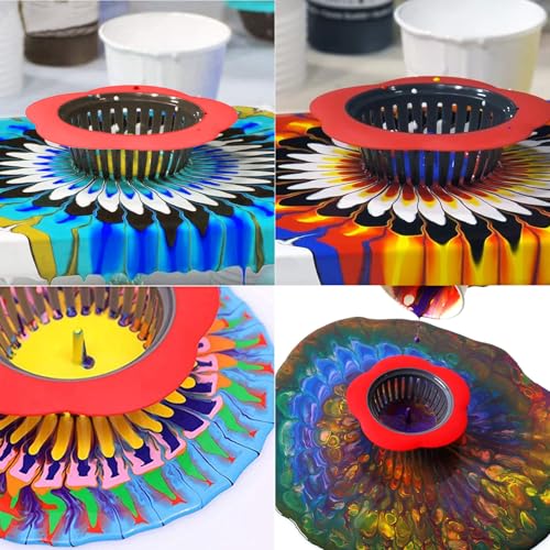 11”Rotate Turntable Sculpting Wheel Painter's Rotate Turntable Kits Acrylic Pouring Strainers Painting Cone Stand Disposable Aprons for DIY Pouring Acrylic Paint Creating Unique Patterns Art Supplies