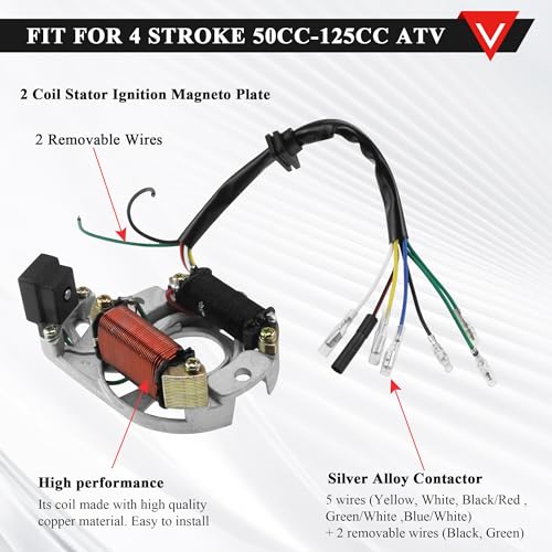 PRO BAT Mini ATV Complete Wiring Harness Kit 2-Coil Starter AC 5-Pin CDI - color: Orange Spark Plug