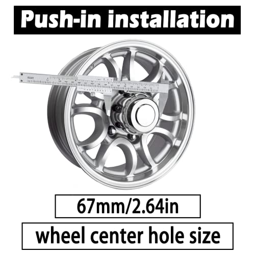 2Pcs 2.64" OD 2.4" H Push Through Trailer Wheel Center Cap for Rim - color: Chrome, size: 2.64" OD 2.4" H