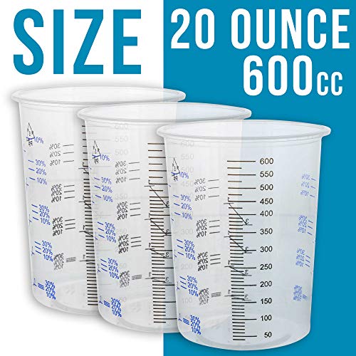 TCP Global 20 Ounce (600ml) Disposable Clear Graduated PlasticMixing Cups