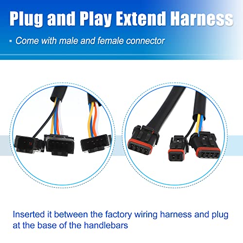 X AUTOHAUX 12 Inch Handlebar CAN Bus Circuit Wire Extension Harness for Harley Davidson Softail Dynas Electra Glide Road Glide Sportster Handlebar Wire Extension Switch Wiring Harness - size: 12in