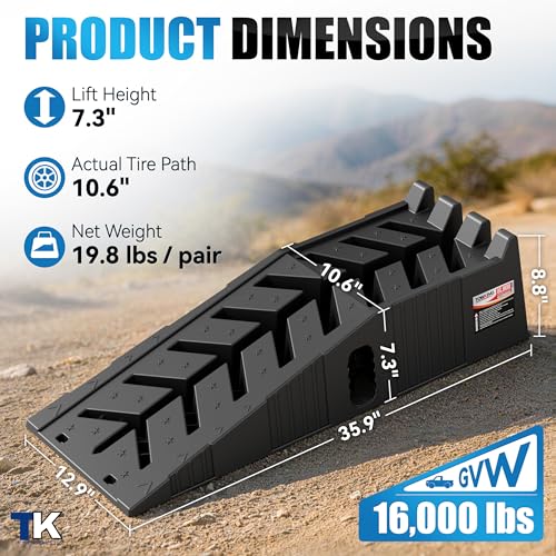 16000lb Stackable Heavy Duty Car Ramps for Oil Change,Save 50%Space