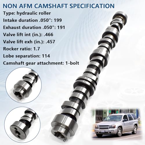 NON-AFM 5.3 Camshaft Kit Fit for 2007-2013 Chevrolet Avalanche Silverado 1500 Tahoe Trailblazer, GMC Sierra Yukon Envoy, Buick SAAB Isuzu, w/Head Gasket Valley Cover Gasket # ES72220