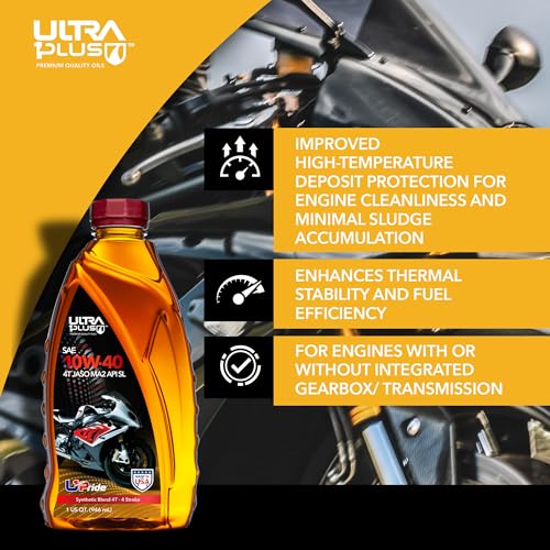 4T 10W-40 Synthetic Blend Motorcycle Oil JASO MA2 API SL 3 Quarts - size: 3 Quarts Pack