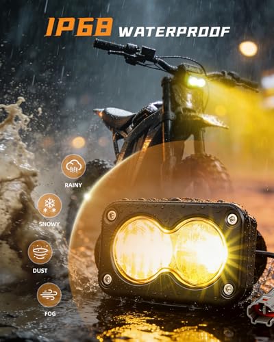 CO LIGHT Headlight Kit 3INCH Yellow 6000-6500K Spot Flood Light for Sur-Ron Segway X260 Talaria Sting MX4 MX5 Dirtbike Motorcycle Front Headlamp with Blue Light Switch - color: Yellow