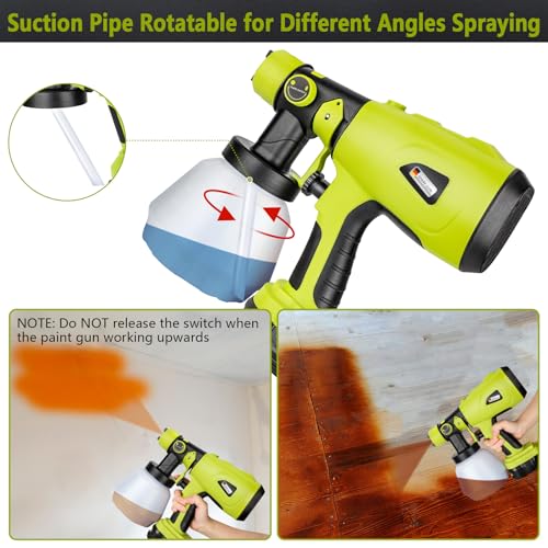 Cordless Paint Sprayer Compatible with Ryobi One 18V Battery 1000ml Capacity HVLP Spray Paint Gun 3 Patterns and 4 Nozzles for Wall Fence Furniture House Painting(Battery Not Included)