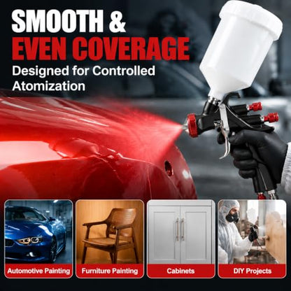 AEROPRO Tools R500 LVLP Air Spray Gun,Professional Automotive Paint Sprayer - size: A610 Spray Gun Kit
