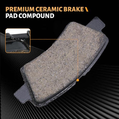 D1544 Rear Ceramic Brake Pads Kit Fit For Hyundai Accent 2012-2017, For Elantra 2011-2016, For Veloster 2012-2015, For Sonata 2015, For Kia Rio 2012-2017, For Cadenza 2014-2016 - style: HZ1544