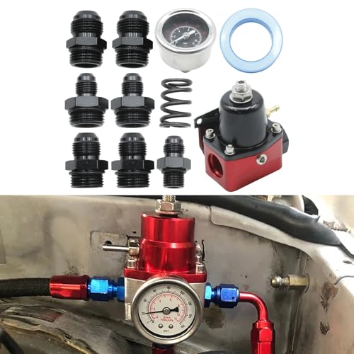 Fuel Pressure Regulator 6AN EFI Bypass Return Adjustable (20-75PSI, 75-120PSI) Suitable for Gasoline E85 and Alcohol