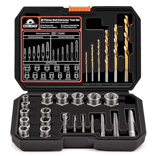 26Pcs Bolt Extractor Kit,Left Hand Drill Bit,Easy Out Screw Bolt Extractor - size: 26 PCS