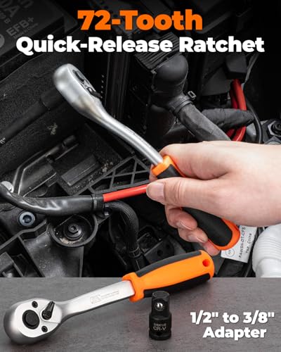 7 Piece Oxygen Sensor Socket Set with Ratchet Wrench