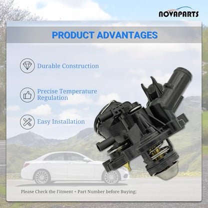NOVAPARTS Thermostat Housing for 2012 2013 2014 2015 Mercedes Benz C250 SLK250 1.8L 2712000315 2712000215 2712000115 788217 - size: 2712000315