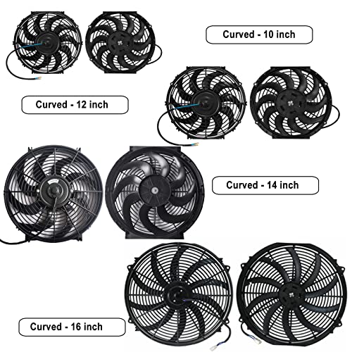 Mupera 14 Inch Electric Radiator Cooling Fan Push/Pull w/Mount Kit 2Pcs - size: Curved-2Pcs X14 inch