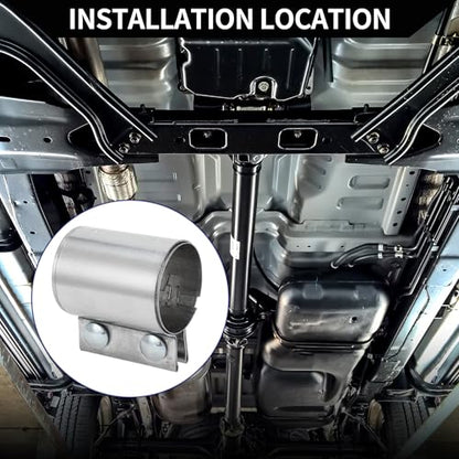 Exhaust Pipe Clamp/Exhaust Muffler Tube Joint for Car Truck/Durable Stainless Steel 2.36" 87mm / 1 Pc Silver Tone - size: 2.36''