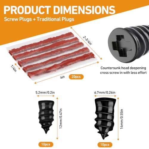 2-in-1 Tire Repair Kit with Screw in Tire Plugs & Tire Repair String - size: 2-IN-1 PLUGS & SEALANT