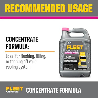 PEAK Fleet Charge SCA Precharged Coolant/Antifreeze, Concentrate, 1 Gallon (Pack of 3) - size: Concentrate (Pack of 3)