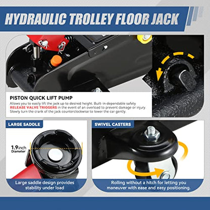 Auto Dynasty 2 Ton Floor Jack & Stands, Hydraulic Quick Lift, Red/Black - color: Red/Black